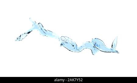Blue Water splash auf weißem Hintergrund 3 isolierte d Abbildung. Stockfoto
