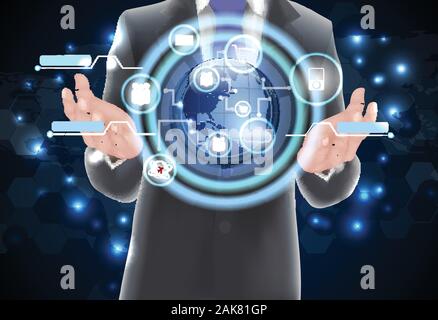 Eine Hand mit einem Globus. Vektor Stock Vektor