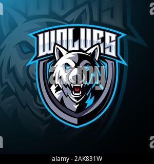 Wolfskopf Maskottchen Logo Design Stock Vektor