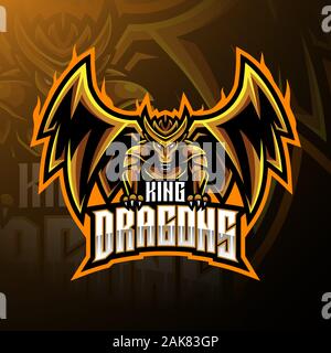 Dragon King Maskottchen Logo Design Stock Vektor