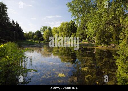 Teich im Frühling, Centre de la Nature, Saint-Vincent-de-Paul, Laval, Quebec, Kanada. Stockfoto
