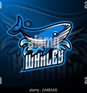 Wal esport Maskottchen Logo Design Stock Vektor