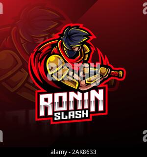 Ronin sport Maskottchen Logo Design Stock Vektor