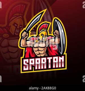 Spartan esport Maskottchen Logo Design Stock Vektor