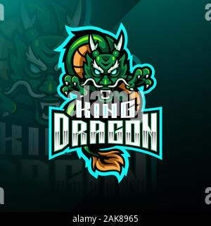 Dragon King Maskottchen Logo Design Stock Vektor