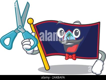 Smiley lustig Friseur Flagge: Guam Cartoon Character Design Stil Stock Vektor