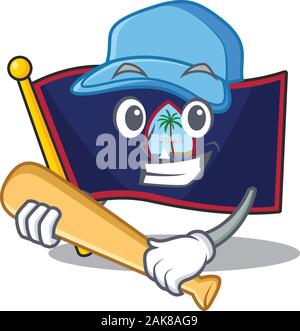 Sportlich Flagge: Guam Cartoon Character Design mit Baseball Stock Vektor