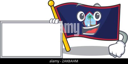 Lustige Flagge: Guam Cartoon Character Design Stil mit Board Stock Vektor