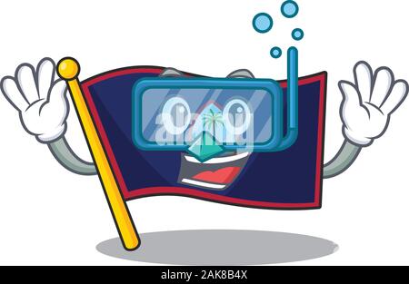 Cartoon Charakter der Flagge: Guam tragen Tauchen Gläser Stock Vektor