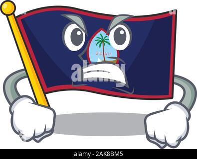 Flagge: Guam Cartoon Character Design in wütend das Gesicht Stock Vektor
