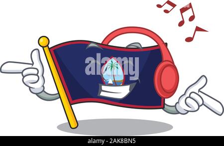 Musik Flagge: Guam Maskottchen Cartoon Character Design Stock Vektor