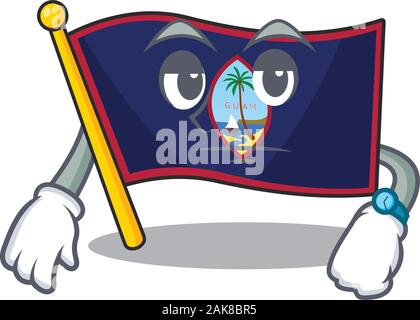 Cartoon Character Design der Flagge Guam auf eine Warteliste Geste Stock Vektor