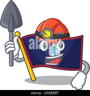 Cool clever Miner Flagge: Guam Cartoon Character Design Stock Vektor