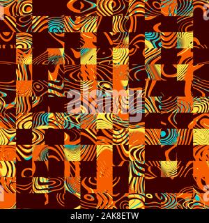 Muster der abstrakten geometrischen Formen meist in Orange- und Gelbtönen gehalten. Geometrische digitaler Kunst. Stockfoto