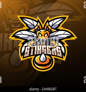 Angry Bee esport Maskottchen Logo Design Stock Vektor