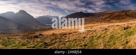 Panorama der Ogwen Valley, Snowdonia, North Wales Stockfoto