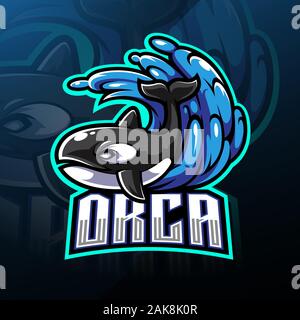 Orca esport Maskottchen Logo Design Stock Vektor