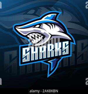 Shark esport Maskottchen Logo Design Stock Vektor