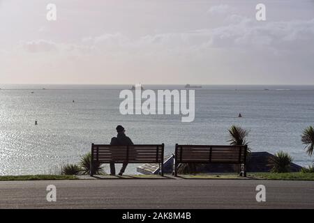 Blick über Plymouth Sound in einer ruhigen Winter Tag Stockfoto