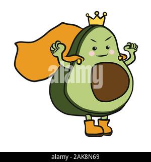 Avocado König Cartoon Vektor Illustration Stock Vektor