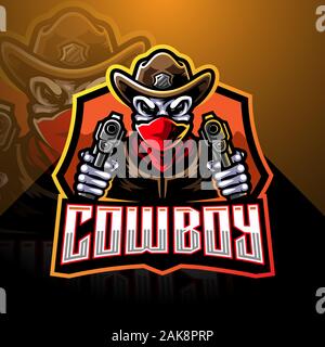 Cowboy esport Maskottchen Logo Design Stock Vektor