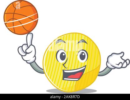 Ein Maskottchen Bild von Kartoffelchips Zeichentrickfigur Basketball spielen Stock Vektor