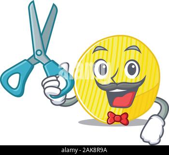Smiley lustig Friseur Kartoffelchips Cartoon Character Design Stil Stock Vektor