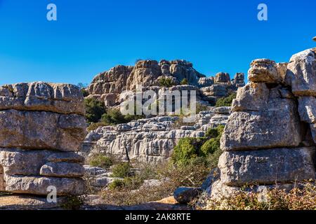 El Torcal de Antequera, Andalusien, Spanien, in der Nähe von Antequera, Provinz Malaga. Stockfoto