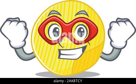 Smiley Maskottchen von Kartoffelchips gekleidet wie ein Super Hero Stock Vektor