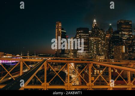 Skyline von Manhatten, Brooklyn Bridge Stockfoto