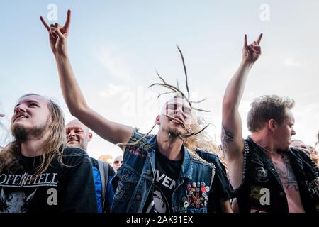 Kopenhagen, Dänemark. 20. Juni, 2019. Heavy Metal Fans an einem der vielen Live Konzerte während der dänischen Heavy Metal Festival Copenhell 2019 in Kopenhagen. (Foto: Gonzales Foto - Mathias Kristensen). Stockfoto