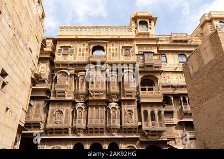 Patwon Ki Haveli in Jaisalmer, Indien Stockfoto