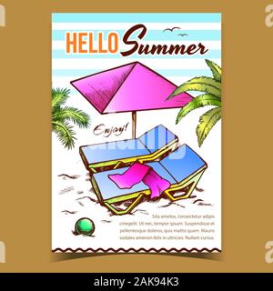 Hallo Sommerferien Banner Vektor werben Stock Vektor