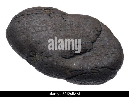 Welle abgenutzt Chunks von Kohle, die wie Steine am Strand suchen. Getragen durch das Meer glatt, aber die Struktur behalten und Burn-Fähigkeit von Kohle. Stockfoto