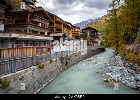 Zermatt, Schweiz - Mountain Resort zum Skifahren, Klettern und Wandern bekannt Stockfoto