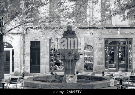 La Fontaine des3 Ormeaux, Aix-en-Provence, Provence-Alpes-Côte d'Azur, Frankreich. Stockfoto