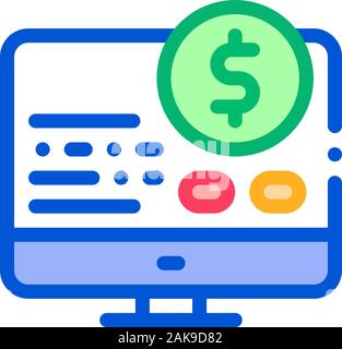 Geld Bericht auf dem Computer auf das Symbol Vektor Kontur Abbildung Stock Vektor
