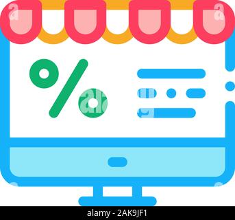 Computer Prozent Mail Symbol Vektor Kontur Abbildung Stock Vektor