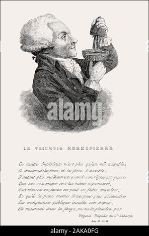 Deutscher Cartoonpreis auf Robespierre, 1758 - 1794, Französische Revolution Stockfoto