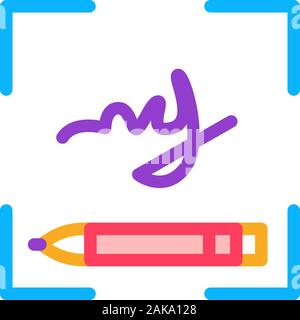 Menschliche Handschrift Authentifizierung Symbol Vektor Kontur Abbildung Stock Vektor