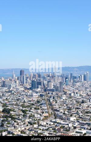 Blick von Twin Peaks in San Francisco, Kalifornien, USA Stockfoto