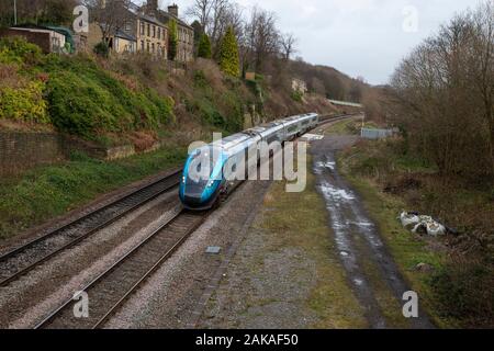 Nova 1 Trans Pennine Express (TPE) Zug aus Huddersfield nach Manchester in Service Ende 2019 Stockfoto