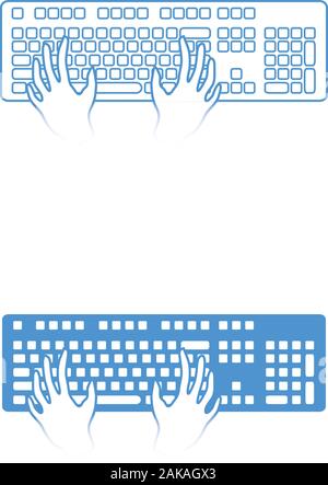 Tastatur und Hände sie isoliert Stock Vektor