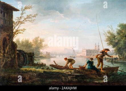 Claude Joseph Vernet, die vier Tageszeiten: Morgen, Landschaftsmalerei, 1757 Stockfoto