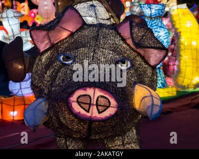 Taipei Lantern Festival: Im Gegensatz zu vergangenen Themen, die sich meist an die 12 Tierzeichen des chinesischen Zodiakals anlehnen Stockfoto