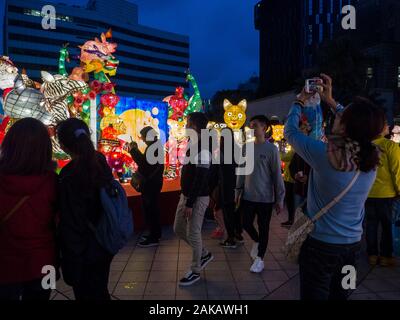 Taipei Lantern Festival: Im Gegensatz zu vergangenen Themen, die sich meist an die 12 Tierzeichen des chinesischen Zodiakals anlehnen Stockfoto