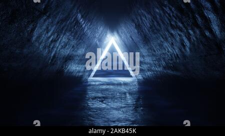 Dunkle futuristischen Tunnel 3D Rendering illustration Stockfoto