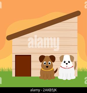 Hund in einem pet-Haus Stock Vektor