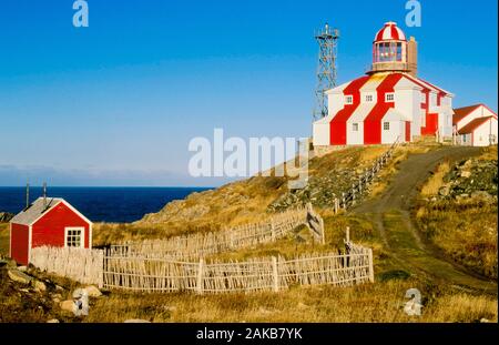 Cape Bonavista Lighthouse am Meeresufer, Neufundland, Kanada Stockfoto