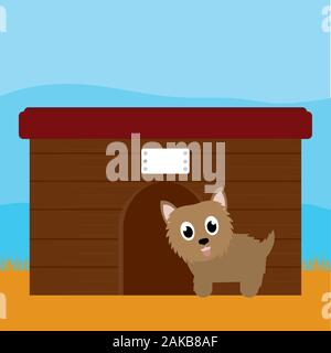 Hund in einem pet-Haus Stock Vektor